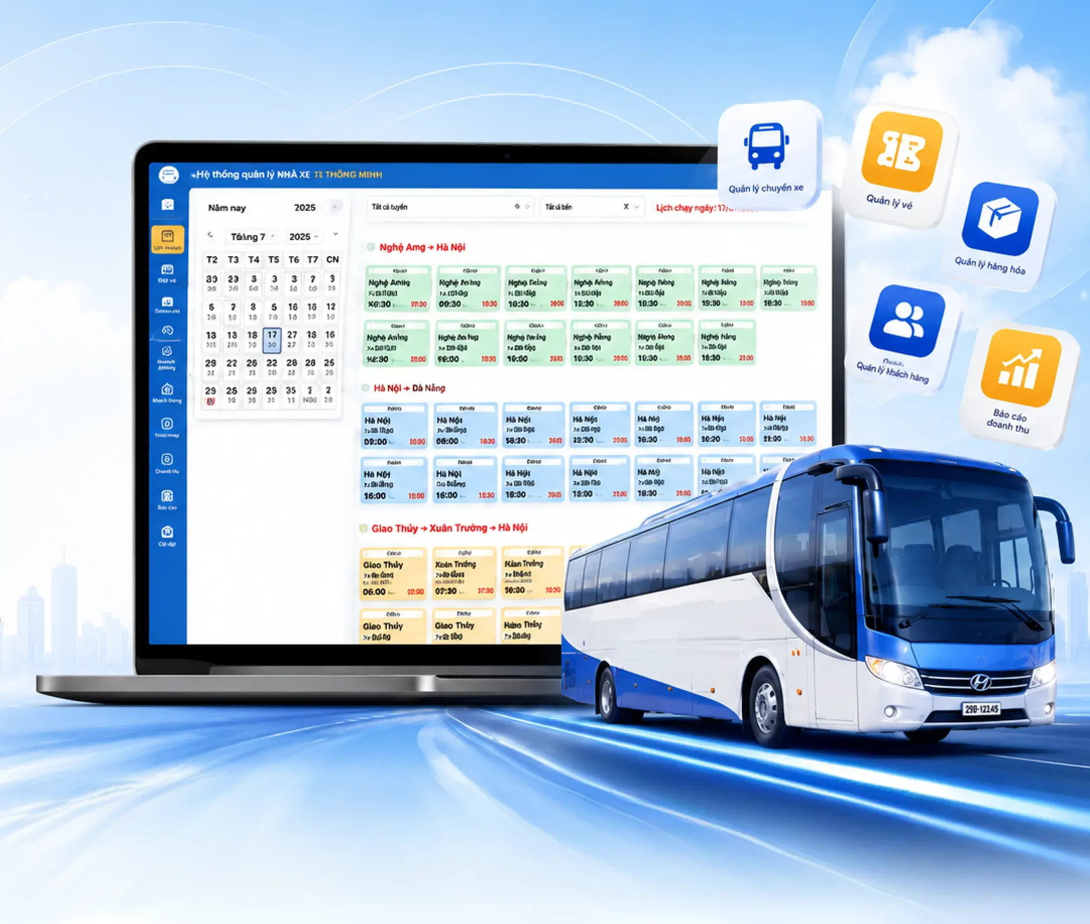 Minh họa hệ thống quản lý nhà xe